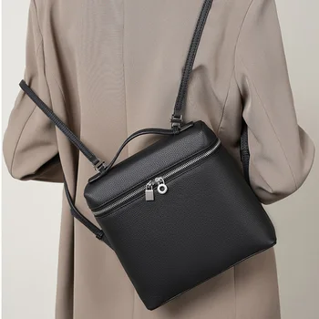 여성용 배낭 진짜 가죽 블랙 여행 가방, 여아용 작은 책가방, 여성용 배낭 가방, 신상 패션