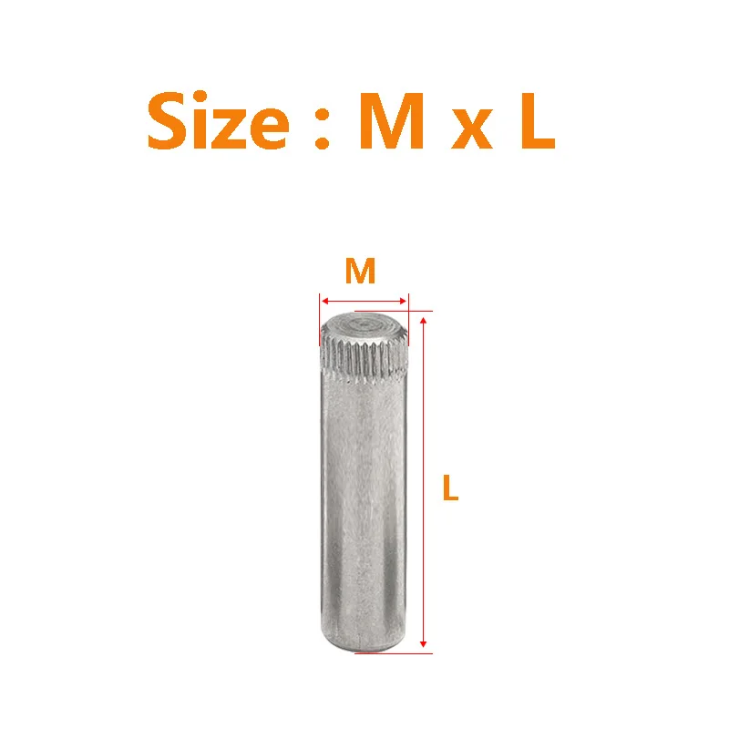 Stainless Steel Knurled Plungers M1.5~M8 304 Stainless Steel Knurled Pin Cylindrical Pin Shaft Toy Connecting Rod Lock Hinge