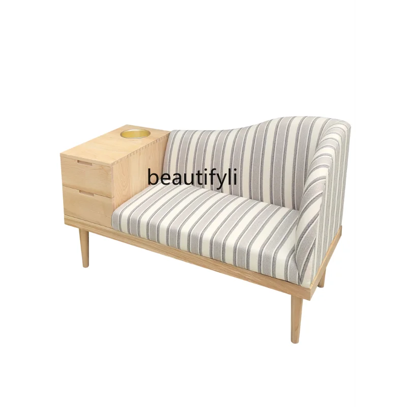 

Balcony Storage Sofa Small Apartment Modern Minimalist Cream Style Furniture New Chinese Style Log Storage Leisure Chair Arc