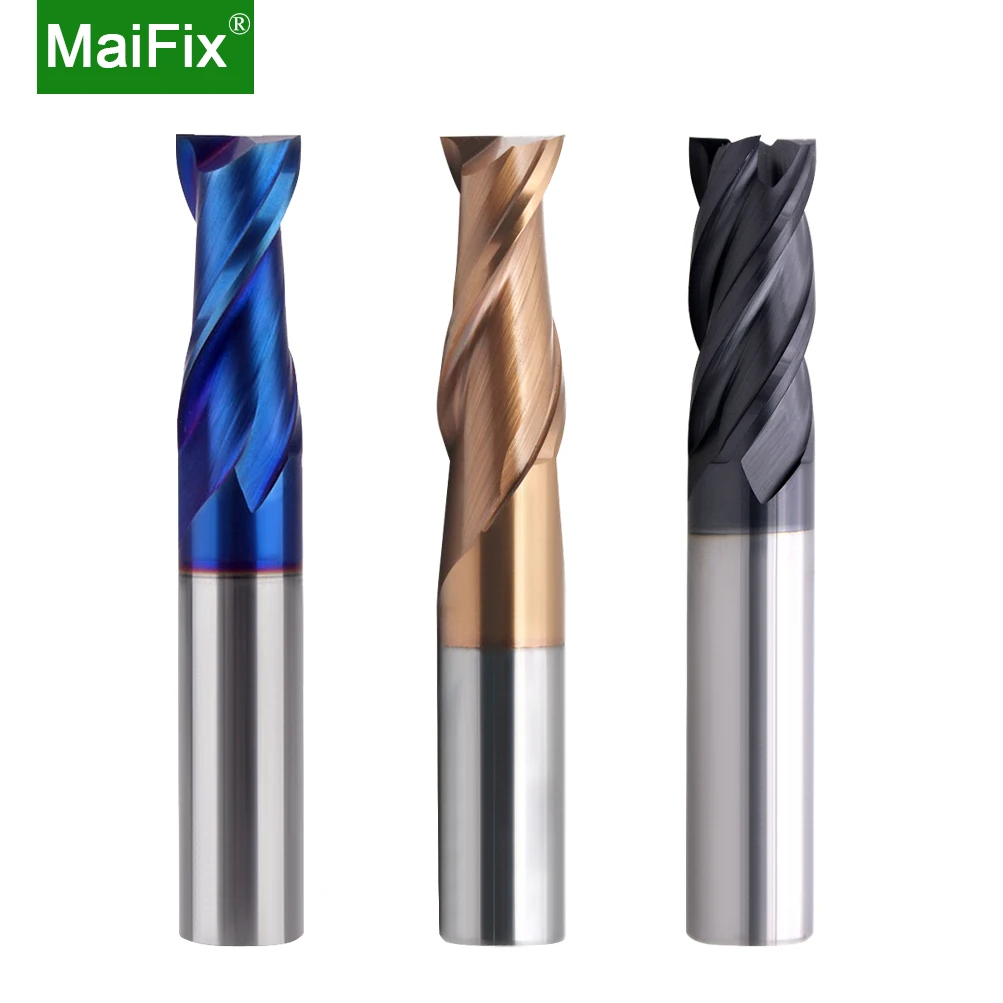 MaiFix HRC 45 55 65 2 엣지 4 플루트 스퀘어 밀링 커터, 티타늄 가공 2F45C 엔드밀, 강철용 CNC 절삭 공구