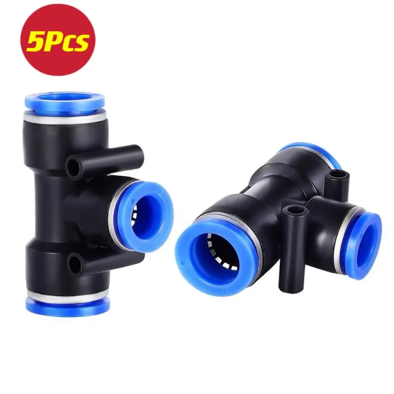 

5Pcs 3 Way T shaped Tee Pneumatic 4 6 8 10 12mm 14mm 16mm OD Push In Air Gas Fitting Quick Fittings Connector Water Tbue Fitting