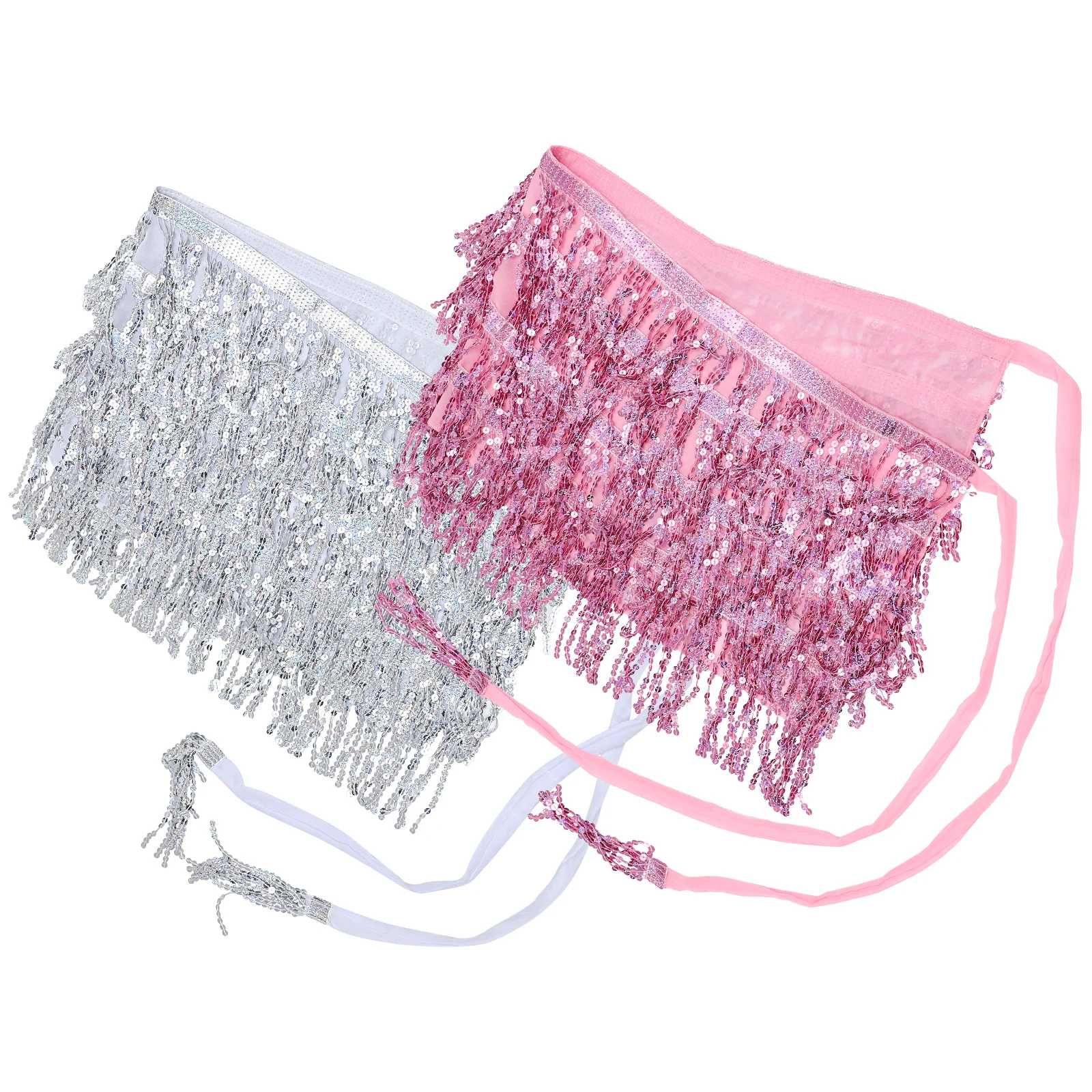 2 Pcs Scarf Waist Chain Outfits Hip Sequin Tassel Skirt Scarfs for Belly Dancing
