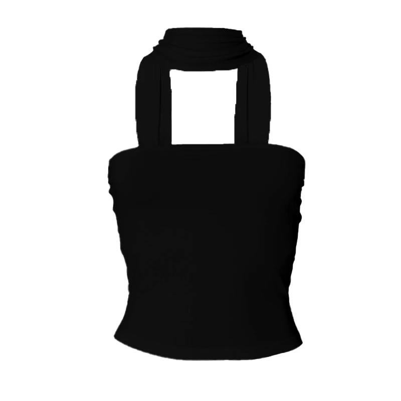 New Summer Elegant Casual Y2k Tube Top Women's Halter Back Two Wear Suspenders Solid Color Neck Fashion Street Women's Vest