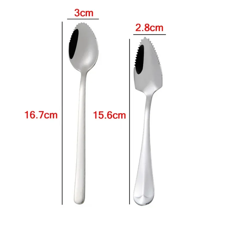 Serrated Fruit Dessert Spoon Stainless Steel Long Handle Spoon Grapefruit Honey Ice Cream Puree Scoop Coffee Stirring Teaspoons images - 6