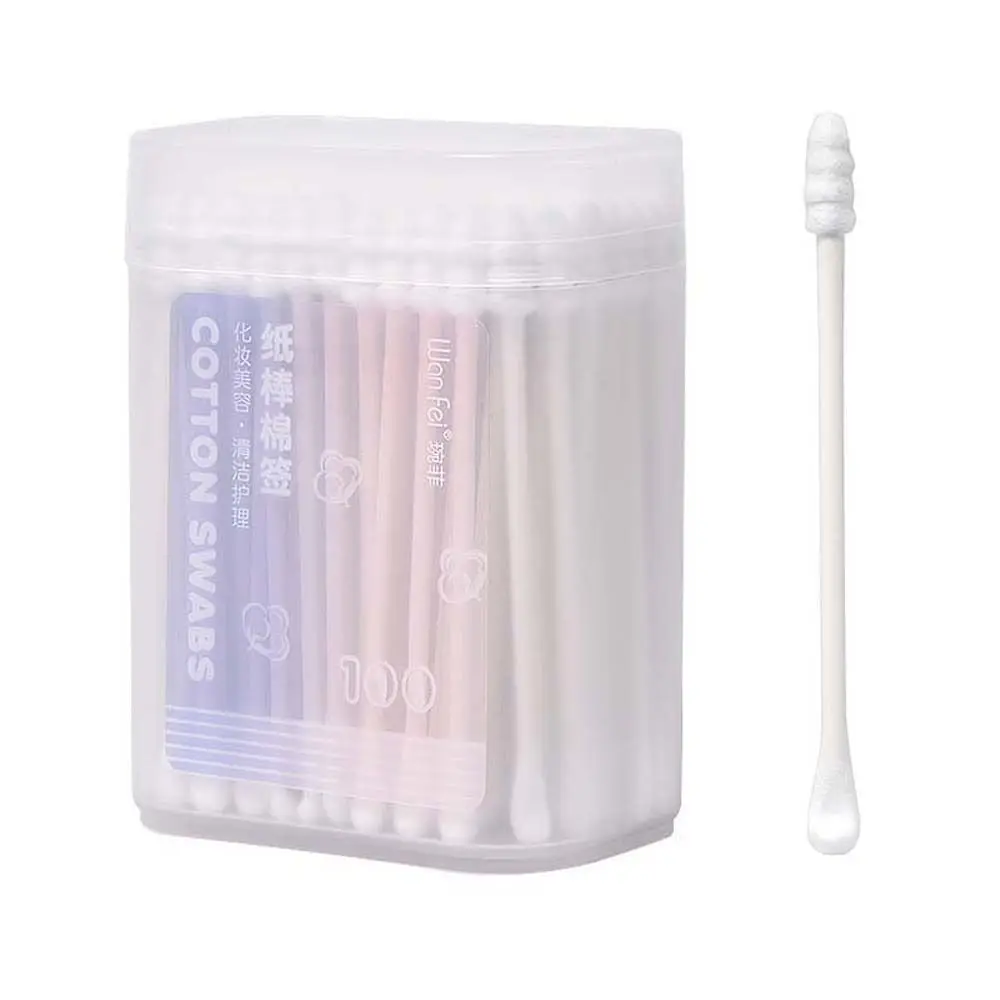 

100Pcs/set Eyelash Glue Removing Cotton Swabs Ear Pick Cleaner Ear Cleaner Spoon Makeup Cotton Stick Double Head