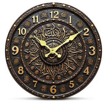 Orologio da parete rotondo in legno con motivo effetto stereoscopico, soggiorno, camera da letto, cucina, decorazione domestica, orologio da parete, orologio al quarzo silenzioso 1