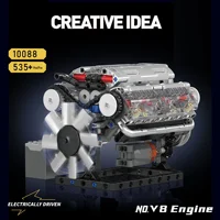 Mould King 535pcs 10088 V8 Engine MOC Simulation Scale Model Battery Box L Motor Electrically Drive Building Blocks Toy Gift 3