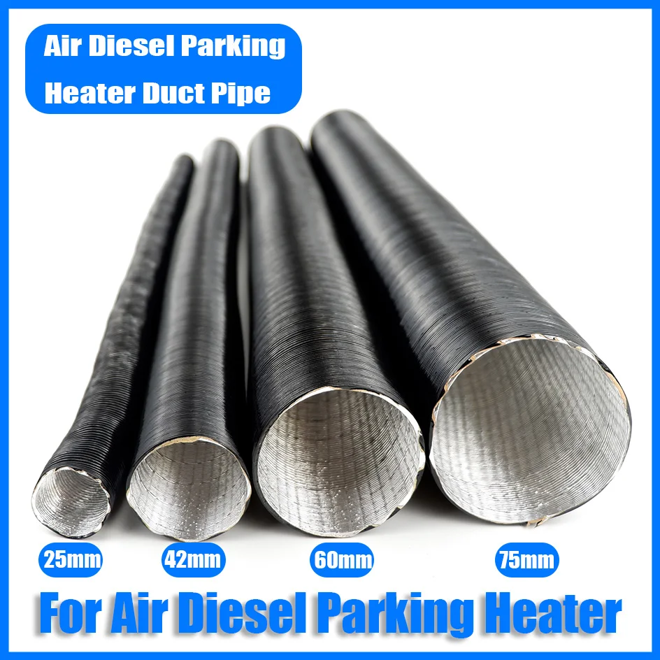 25mm 42mm 60mm 75mm Diameter 100-500cm Length Air Diesel Parking Heater  Duct Pipe Tube Hose For Webasto Eberspacher Extendable