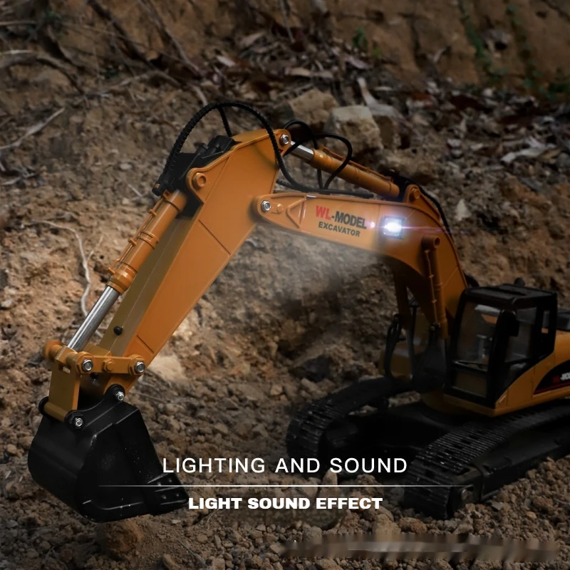 WL 16800 RC Excavator 1:16 Electric RC Engineering Vehicle Soil Scraping Simulation Structure Lighting Sound RC Model 2