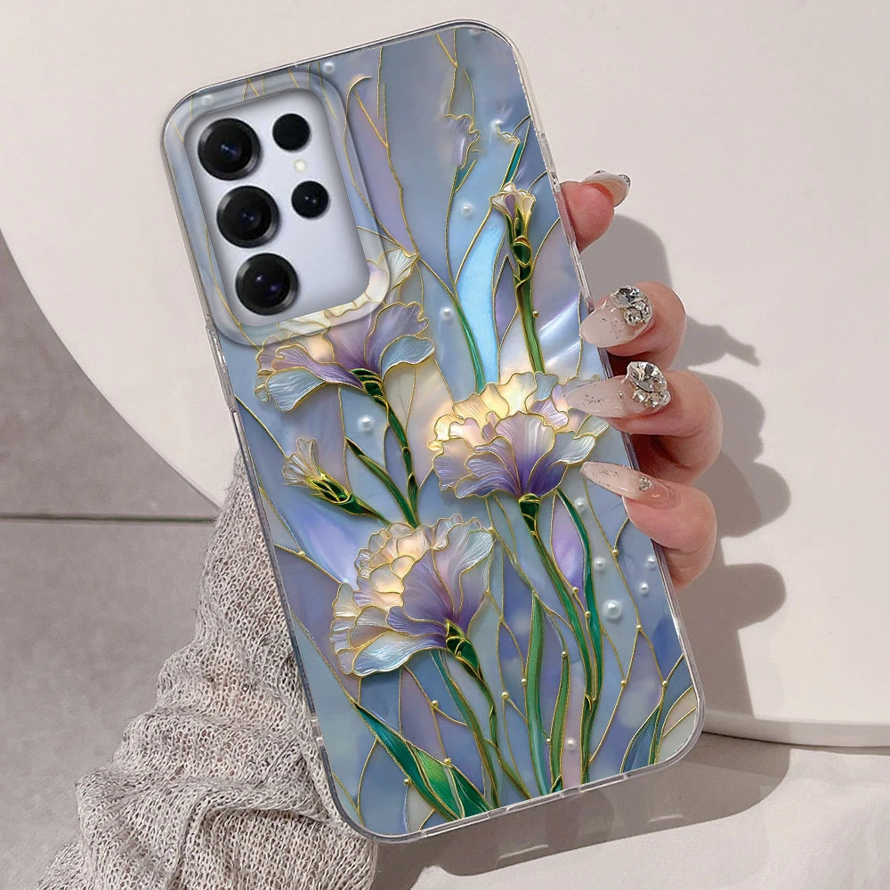Aesthetic Vintage Purple Flower Carnation Couple Phone Case