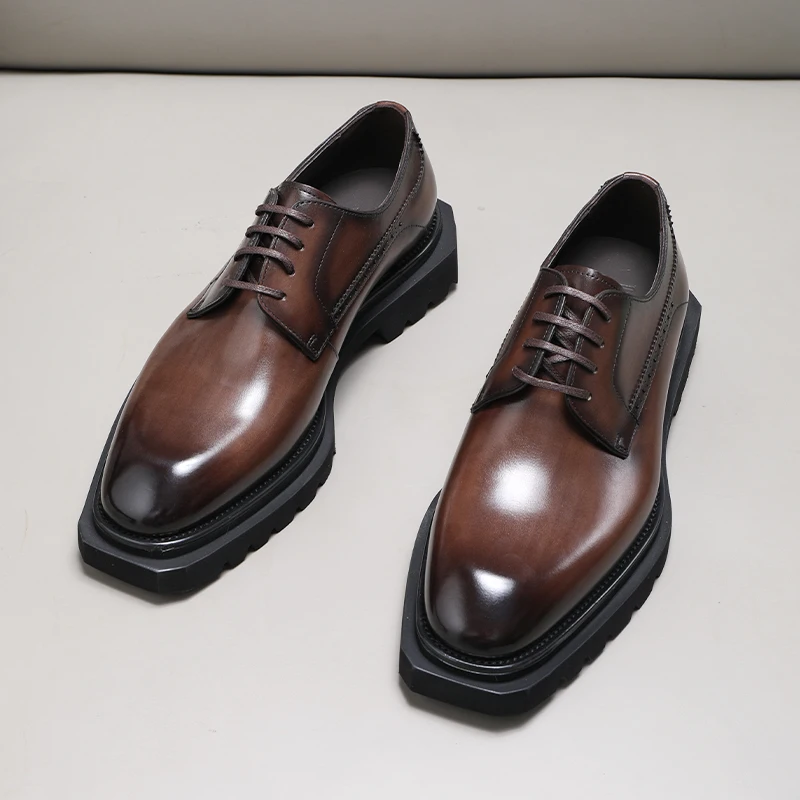 New Leather Shoes Man, laces, chic style, laces, leather make, high-grade marriage, European edition