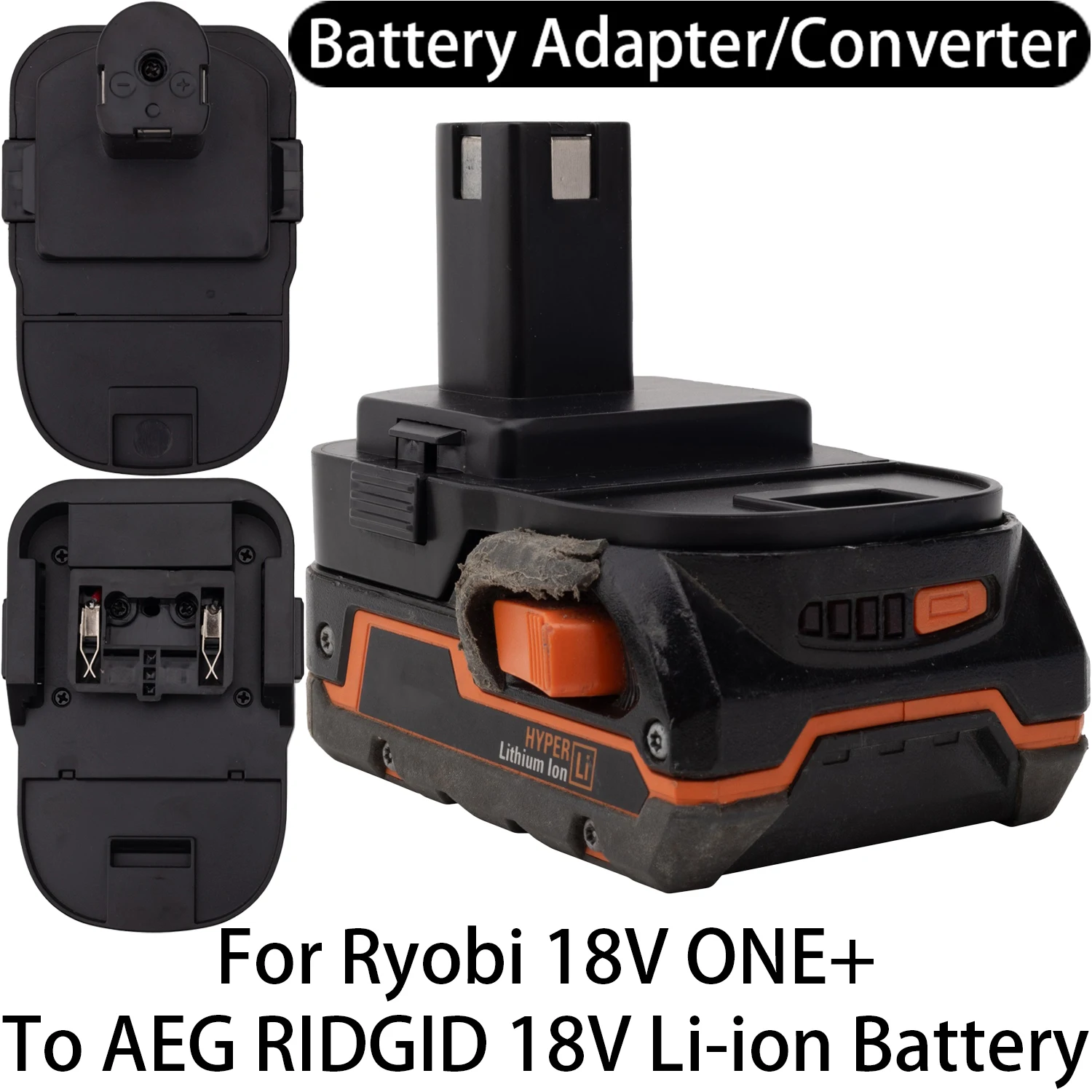 Batterieadapter-Konverter für Ryobi 18V ONE+ Li-Ion-Werkzeug zu AEG RIDGID 18V Li-Ion-Batterieadapter-Konverter, Zubehör für Elektrowerkzeuge