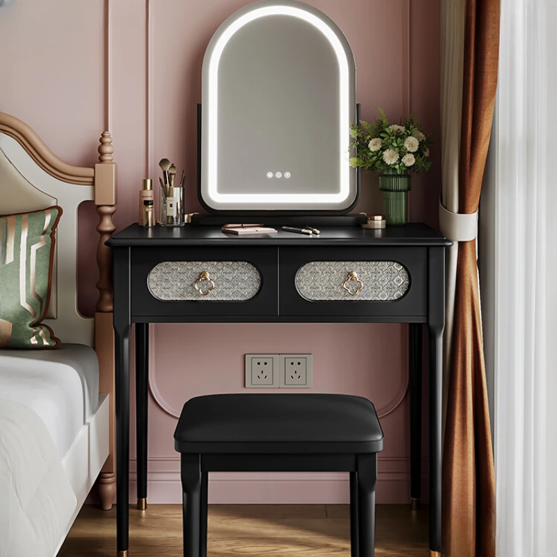 

French retro dressing table luxury bedroom small bedroom dressing table black small dressing table
