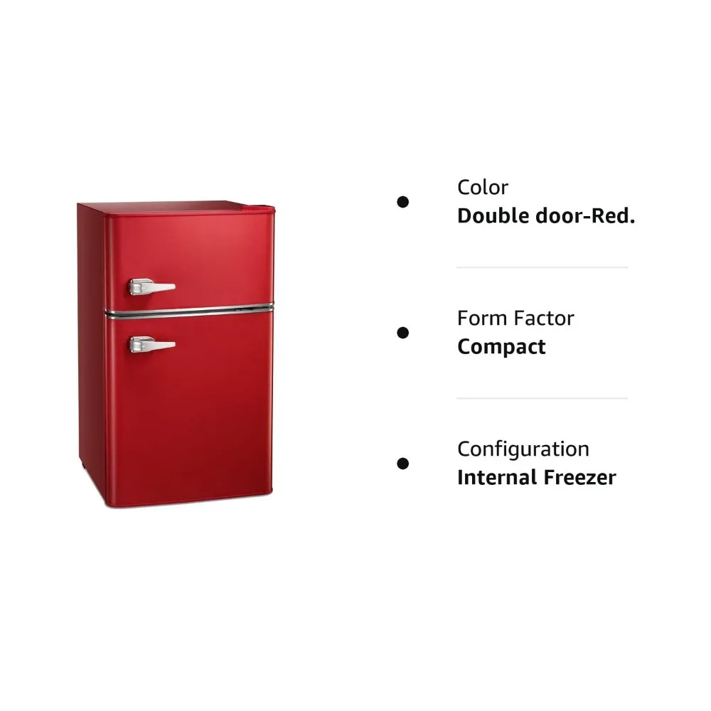 3.2 Cu.Ft Mini fridge with Freezer, Double Door Compact Refrigerator, Retro Mini Refrigerator for Dorm, Office, Bedroom(Red) 5 3.2 Cu.Ft Mini fridge with Freezer, Double Door Compact Refrigerator, Retro Mini Refrigerator for Dorm, Office, Bedroom(Red) 5