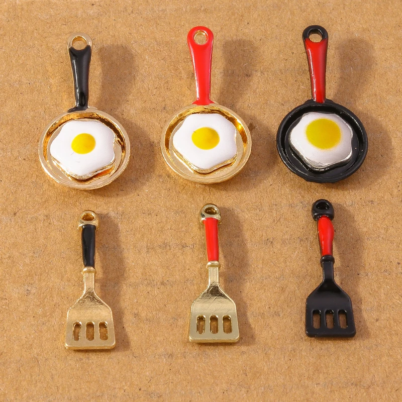 10 Stück Emaille Mini Spatel Spiegeleier Charms Anhänger für Schmuckherstellung DIY Ohrringe Halskette Zubehör Zubehör