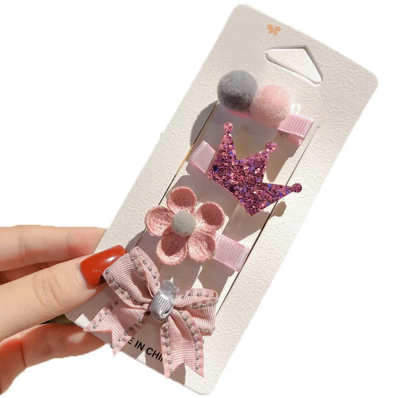Animal Crown Flower Baby Hairpins Sweet Princess Girls Barrettes Kids Hair Accessories 12Pcs Set