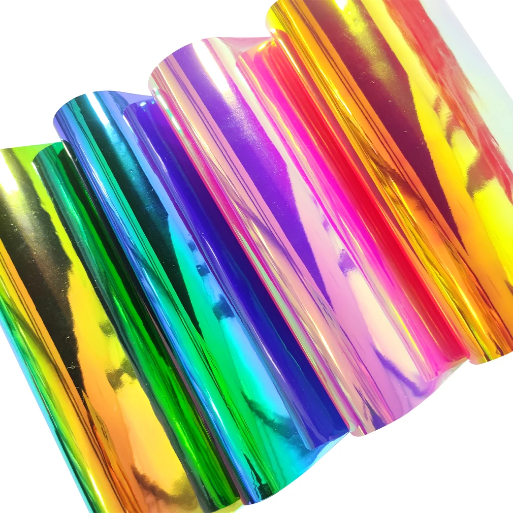 

Laser Iridescent Holographic Film Clear PVC Fabric Leather Rainbow Film Shiny Vinyl for Bag Bows Shoes Material DIY 30*135CM