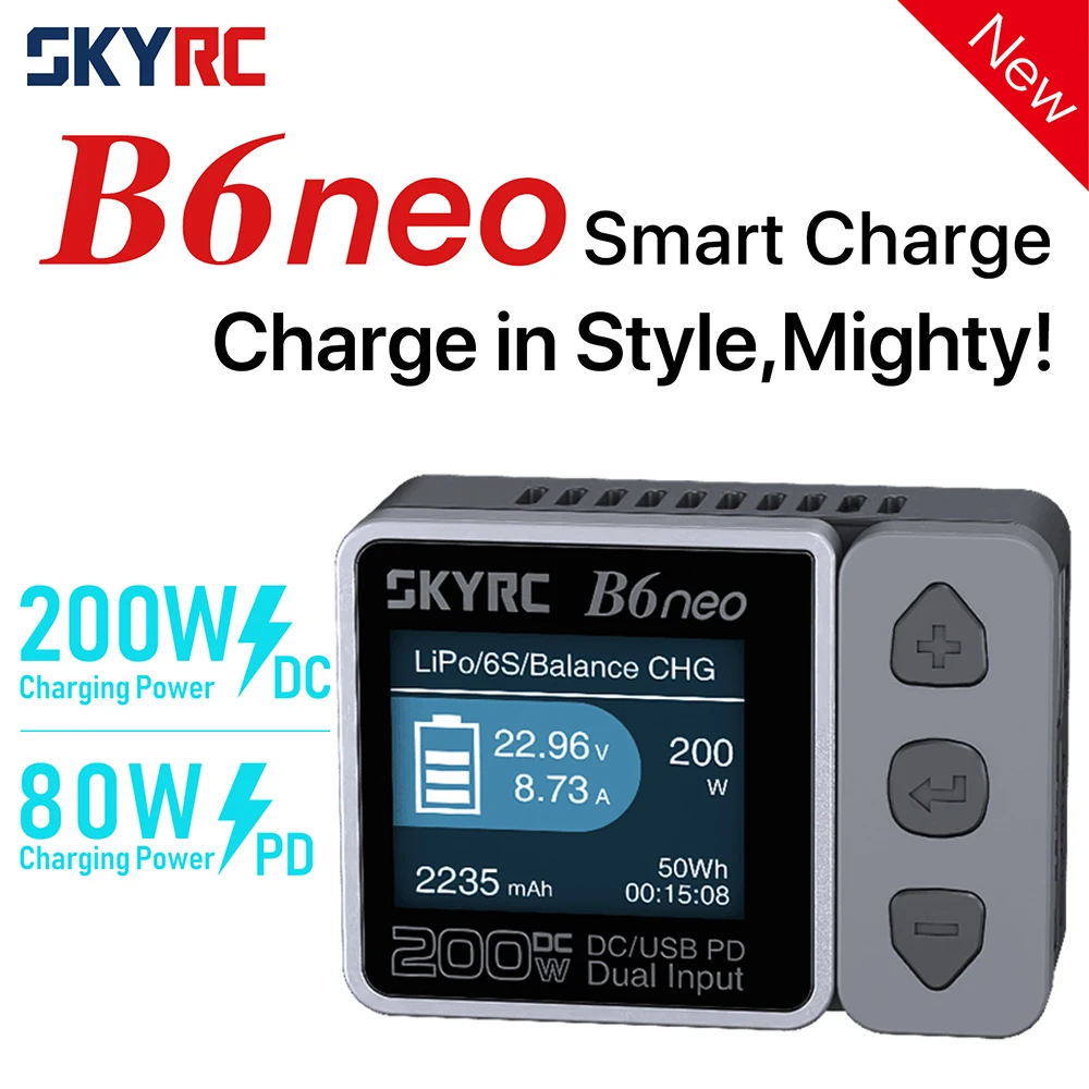 Skyrc B6Neo Smart Charger Dc 200W Pd 80W Lipo Battery Balance Charger Sk-100198 Compact 6S Caricabatterie Scaricatore Skyrc B6 Neo