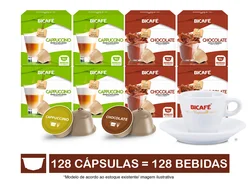 Kit 128 Cápsulas Lácteos Bicafé P/ Máquinas Dolce Gusto* + Xícara