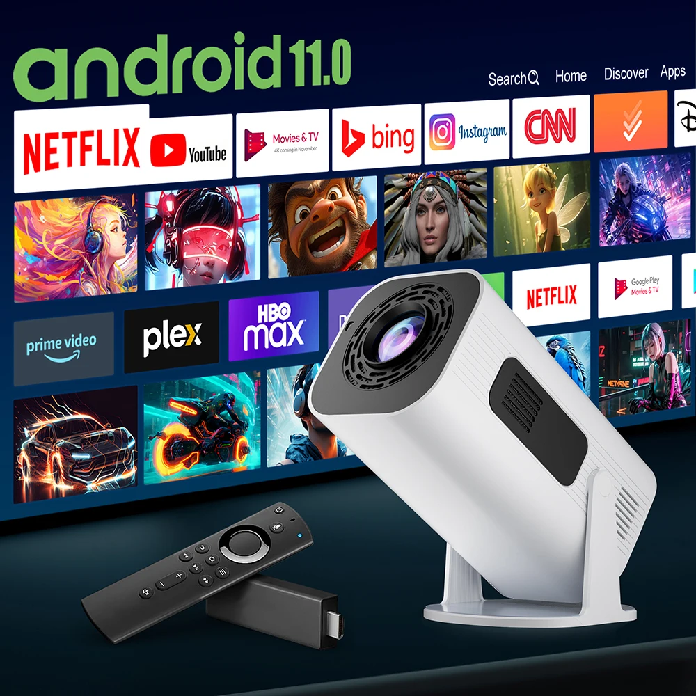 Portable Projector Salange P330W Mini Android 11 280 ANSI 4K 8K 1080P Wifi6 BT5.0 Home Cinema Android/IOS Video Theater