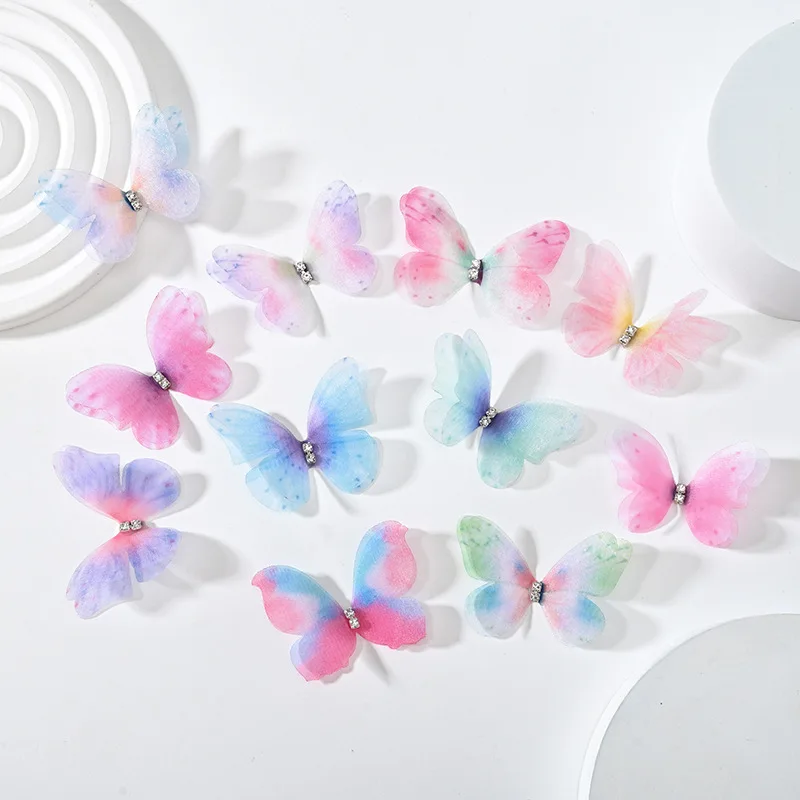 5cm 20pcs 3D Butterfly Appliqué Mesh Patch for DIY Crafts and Decorations