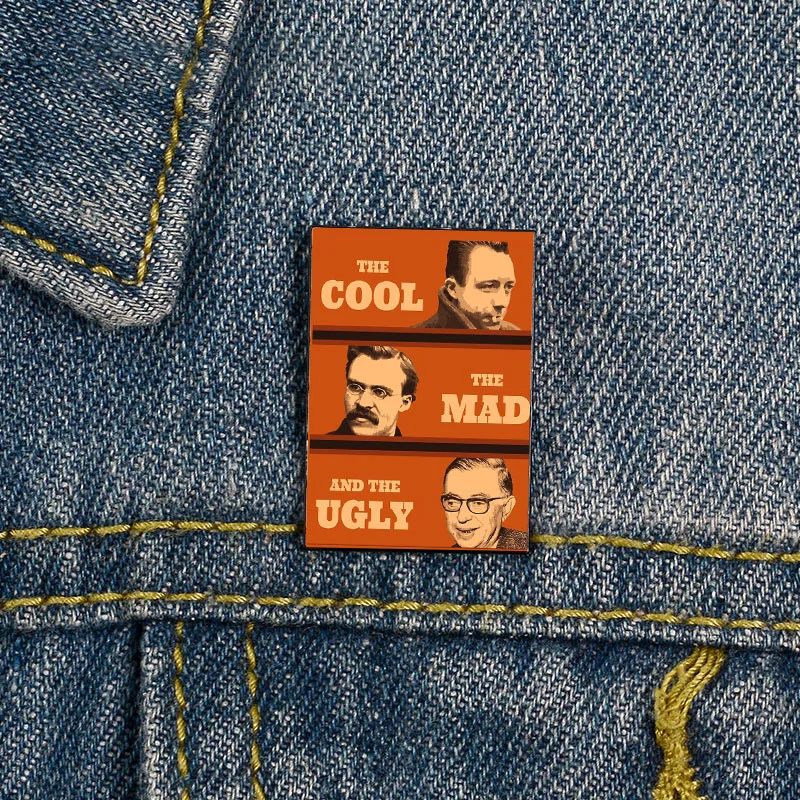 

Fashion Camus Nietzsche Sartre Printed pin Funny vintage Brooches Shirt Lapel teacher Bag Cute Badge Cartoon pins for Lover Girl