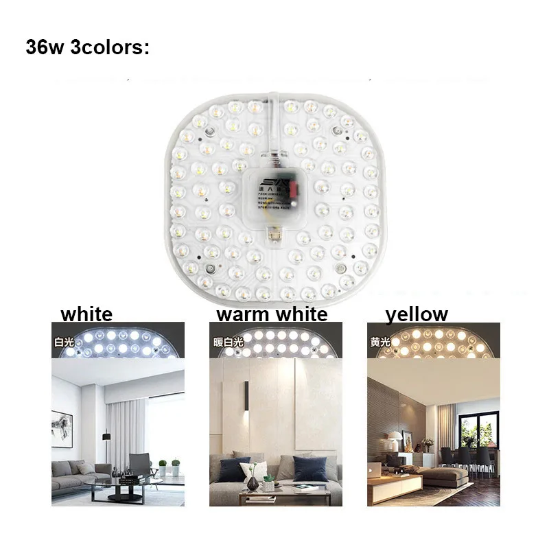 Panneau d'anneau LED circulaire, source de lumière blanche, puces SMD2835,  panneau de plafond carré rond, panneau de lampe circulaire, AC 220V, p1,  12W, 24W, 36W - AliExpress