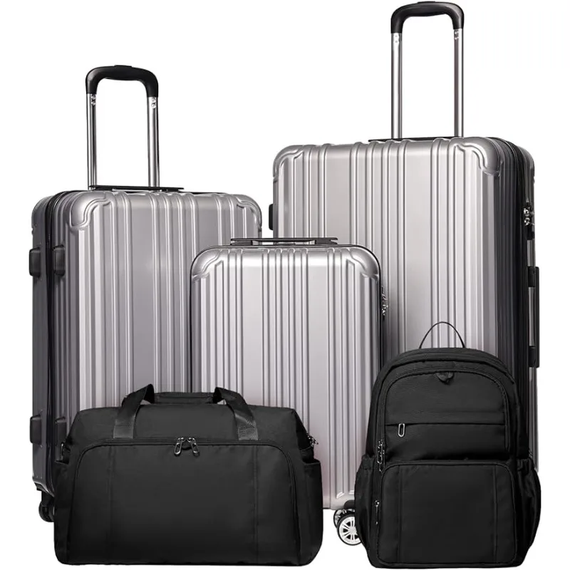 

Luggage Expandable Suitcase PC+ABS 3 Piece Set with TSA Lock Spinner Carry on 20in24in28in (Sliver, 3 piece set)