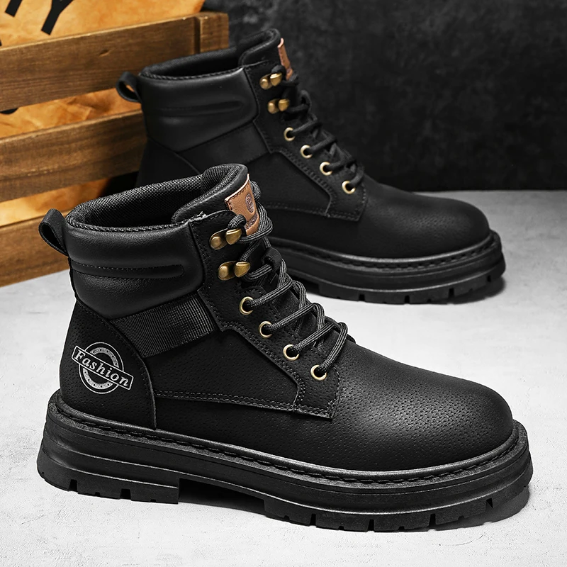 

Men's Chukka Boots Waterproof Leather Casual Lace Up Ankle Oxford Boots Daily Dress Shoes for Men
