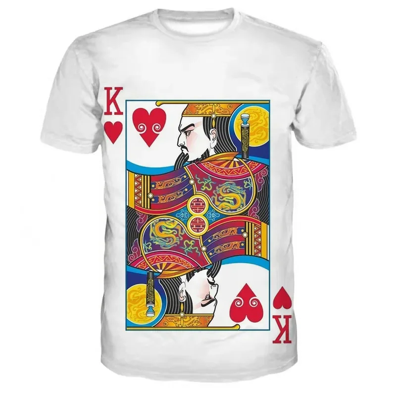 

Летняя Новинка модная повседневная свободная спортивная одежда большого размера с 3D принтом покера для мужчин и женщин футболка с коротким рукавом