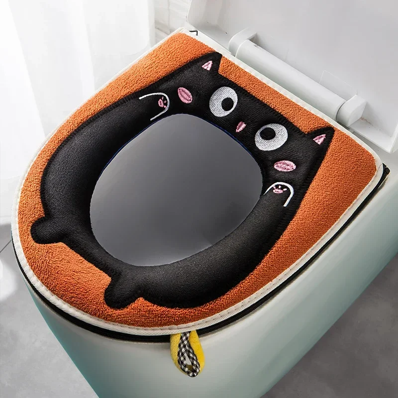 Plush Toilet Mat with Zipper Keep Warm Universal Waterproof Household Supplies Washable Bathroom Accessories toilet mat,toilet accessories