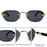 Lunettes de soleil carrées sans monture style punk pour hommes 2026 – Lunettes de soleil de luxe vintage sans cadre pour homme, monture petite, style hip-hop, pour l'extérieur 5