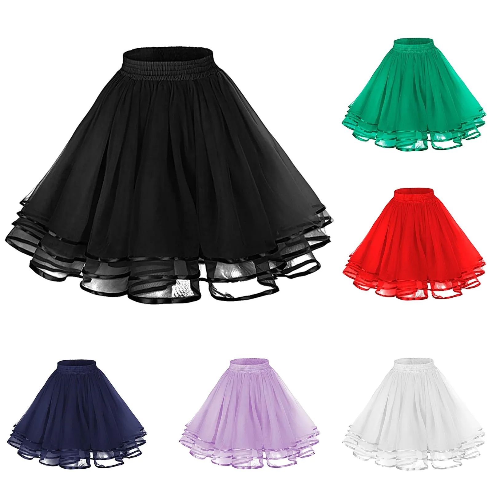 

Vintage Tulle Skirt Women A Line Stretchy Mini Flared Casual Skirt Elegant Short Tutu Ballet Mesh Petticoat Mini Skater Skirt