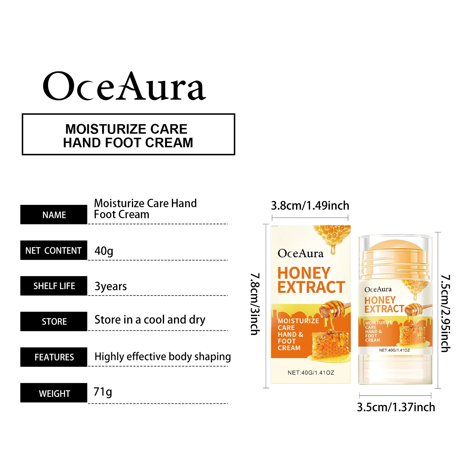 Description Picture 2 of itemHoney Foot Care Cream Stick Dry Cracked Feet Heel Gentle Exfoliation Softening Skin Ultra-Hydrating Hand Foot Cream Foot Balm