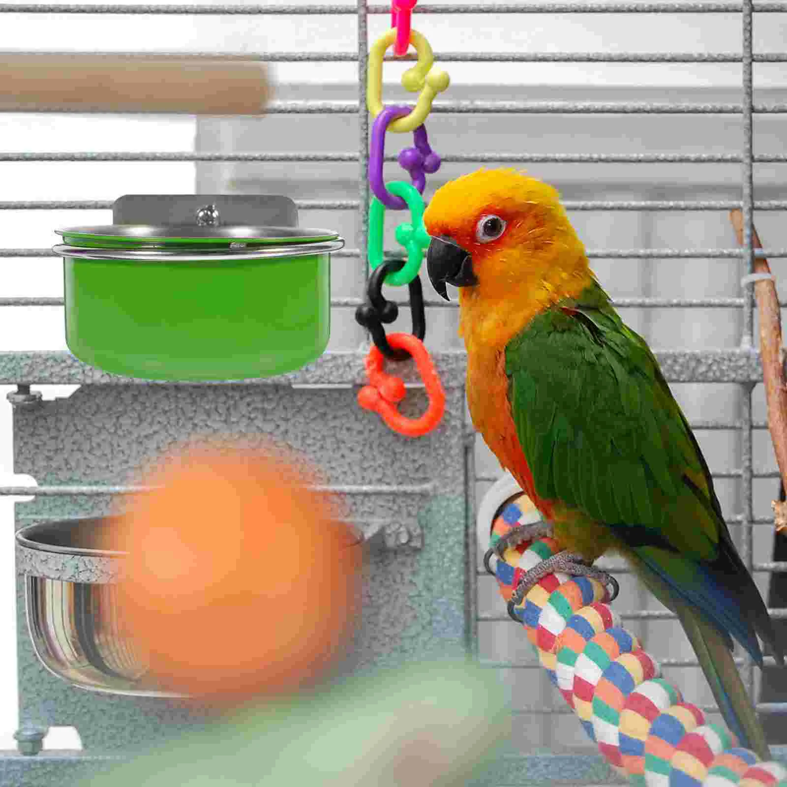 

Parrot Hanging Food Bowl Water Bowl Parrot Cage Metal Feeding Bowl Feeder
