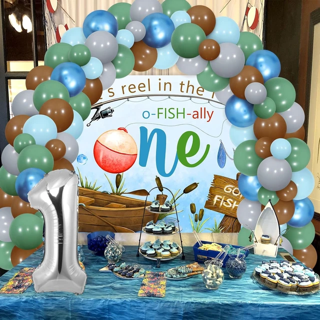 O Fishally One First Birthday Decor Let's Reel in The Fun Backdrop Gone Fishing  Balloon Garland Kit One Year Old Birthday Decor - AliExpress