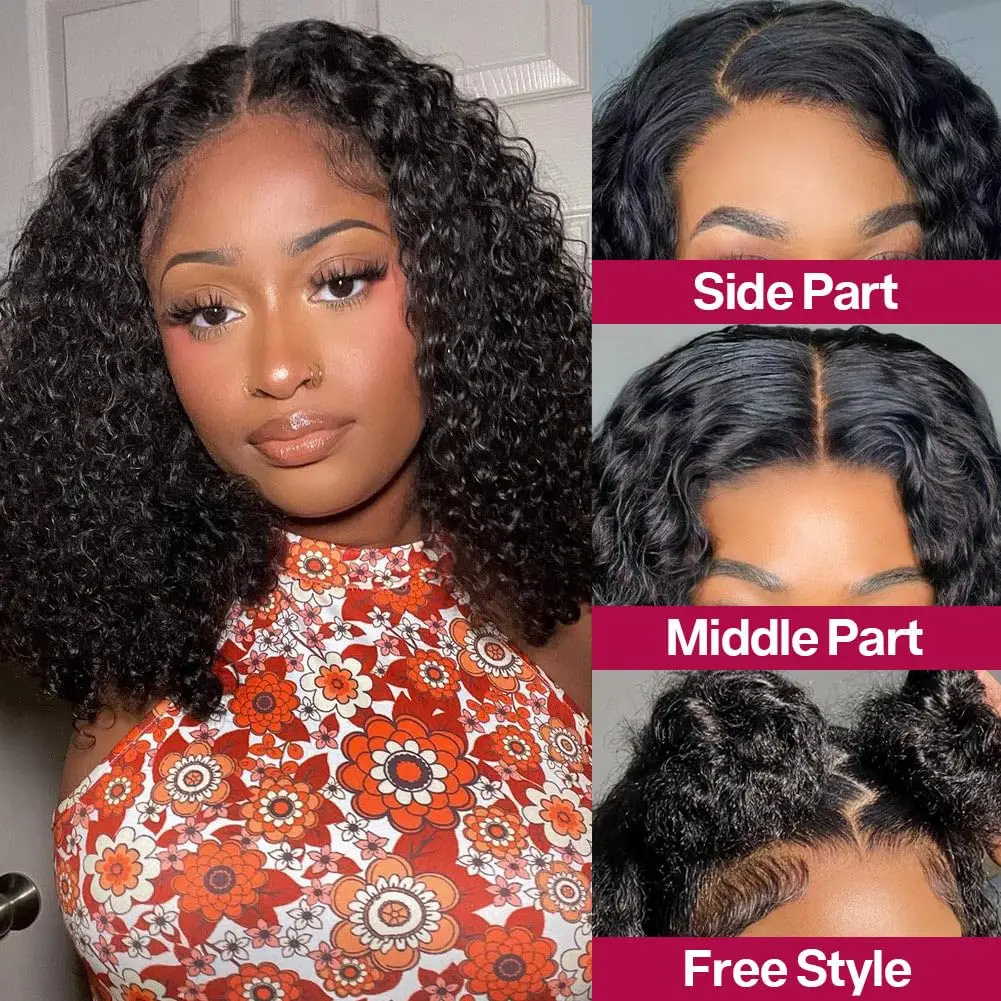 

Bob Wigs Human Hair 13x4 Lace Front Short Curly Wigs for Black Women Water Wave 4x4 Closure Wigs Human Hair with Baby Hair