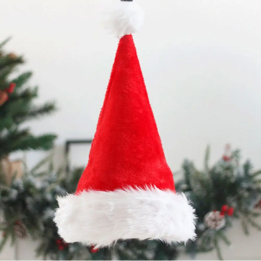 Plush Christmas Hat Adults Kids Christmas Decorations For Home Xmas Santa Claus Gifts Warm Winter Caps Navidad christmas beanie hat