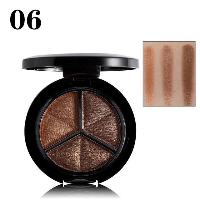 Eyeshadow Palette 3 Colors Matte Nude Shimmer Copper Bronzer Sliver Grey Metallic Smoky Cut Crease Eyes Makeup Cosmetics