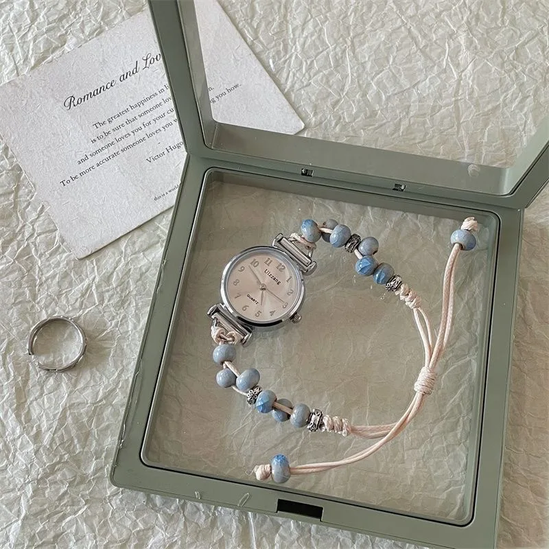 Elegant Braided Ceramic Watch Bracelet for Women High-end Pull-out Ladies Quartz Wristwatches Girls Gifts