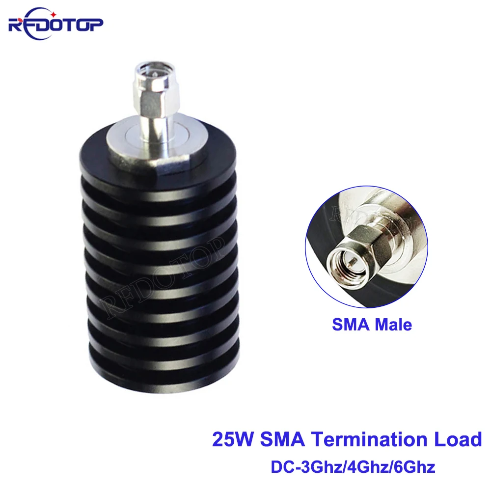 

25W 3GHz/4Ghz/6GHz SMA Male RF Coaxial Termination Dummy Load SWR＜1.2 50 Ohm Connector Socket Brass Straight Coaxial RF Adapters