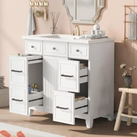 36" Bathroom Vanity Cabinet with Sink Top Combo Set,White,Single Sink,Shaker Cabinet with Soft Closing Door and Drawer 1