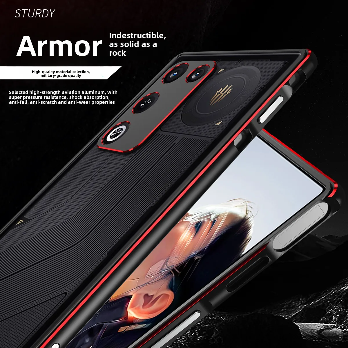 Luxury Aluminum Alloy Frame Case with Shockproof Bare-Skin Feel and Metal Lens Protector