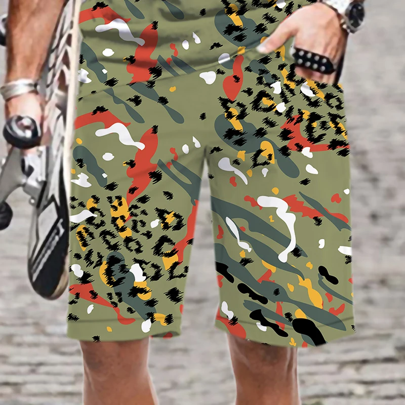 

Шорты мужские быстросохнущие с леопардовым принтом, свободные Смешные с 3D принтом, с эластичным поясом, Мужская одежда, купальник, летняя повседневная крутая одежда в стиле Харадзюку