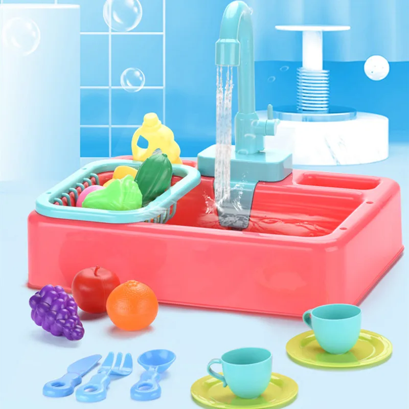 Children Electric Dishwasher Toy Set Educational Kitchen Sink Toys Pretend Kitchen Toys