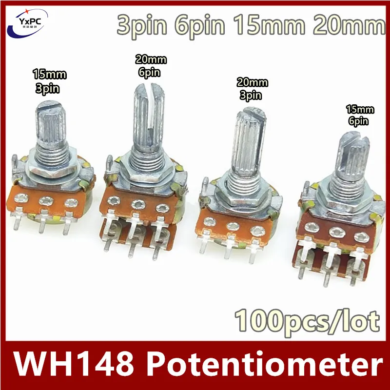 100pcsWH148PotentiometerB1KB2KB10K1K2K5K10K20K50K100K250K