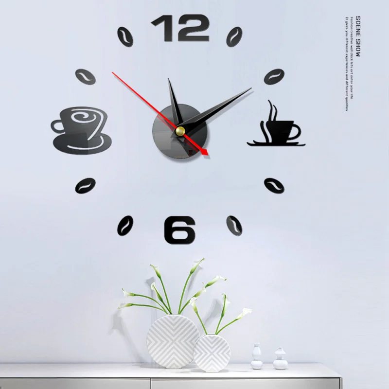 3D Wall Clock Acrylic Frameless Quartz Silent Home Decor