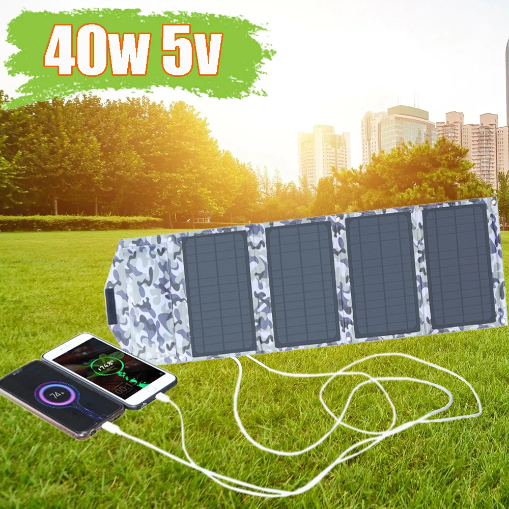 Portable Solar Panel, LUMOPAL 40W Foldable Solar Charger With USB-C PD 40W,5V USB-A QC3.0, DC18-20V Ports For Traveling Camping Backpacking Compatible With Phone IPad Power Station - View #6