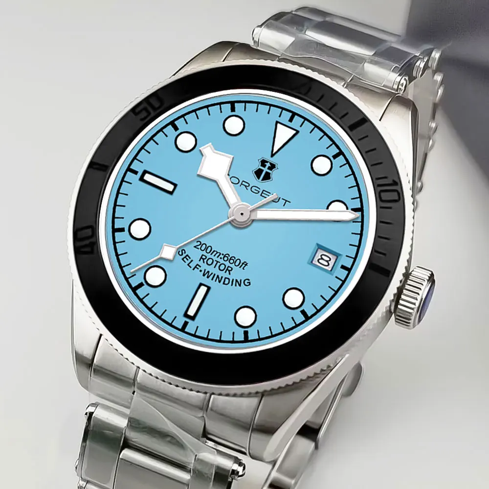 39mm Corgeut Sterile Steel NH35A Skyblue  Dial Men Watch Sapphire Crystal  Ceramics Bezel Automatic Wristwatch Relógio