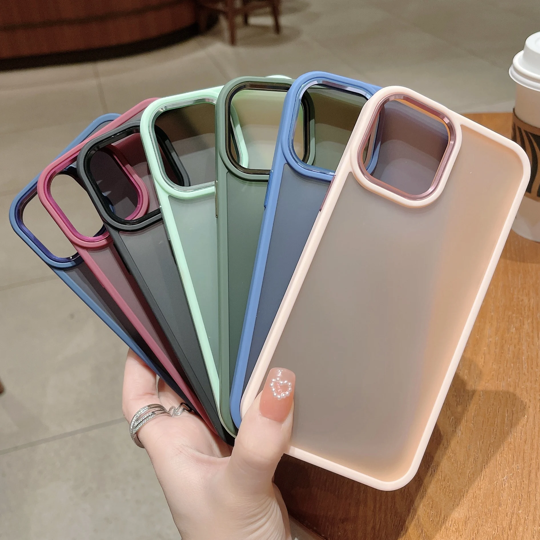 

Solid Color Translucent Frosted Back Cover For iPhone 13 12 11 Pro Max Metal Lens Protection Matte Skin Friendly Cell Phone Case